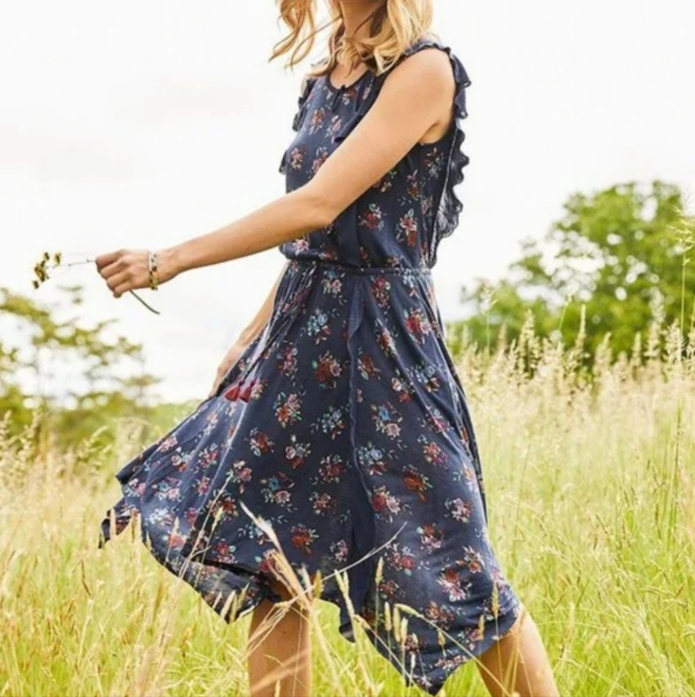 Matilda Jane Woodland Sprite Dress Ruffle Floral Sharkbite Cinched Pockets